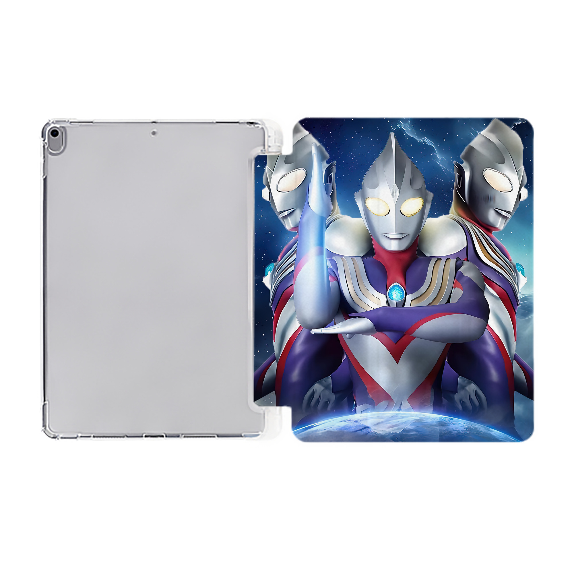（画像用） ウルトラマン Ultraman IPad ケース ペン収納付き 三つ折りスタンド PUレザー×シリコン 対応機種9.5/10.5/10.9インチ